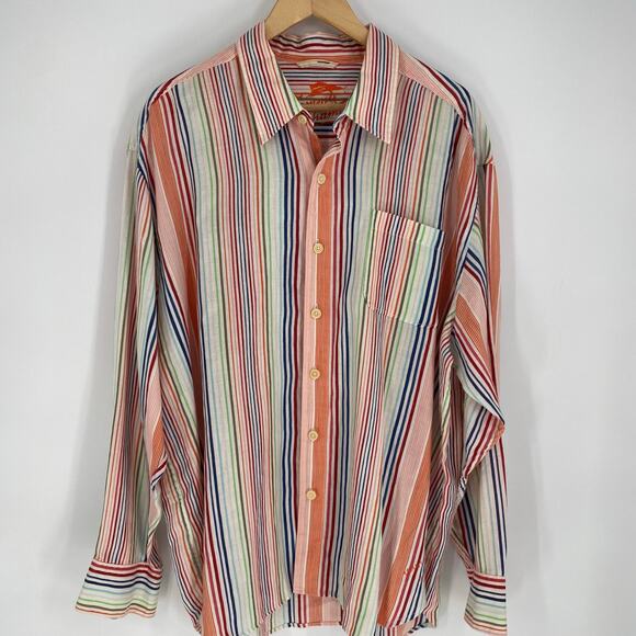 Tommy Bahama Other - Tommy Bahama Shirt Men’s XXL Linen Colorful Striped Coastal Vacation Beach